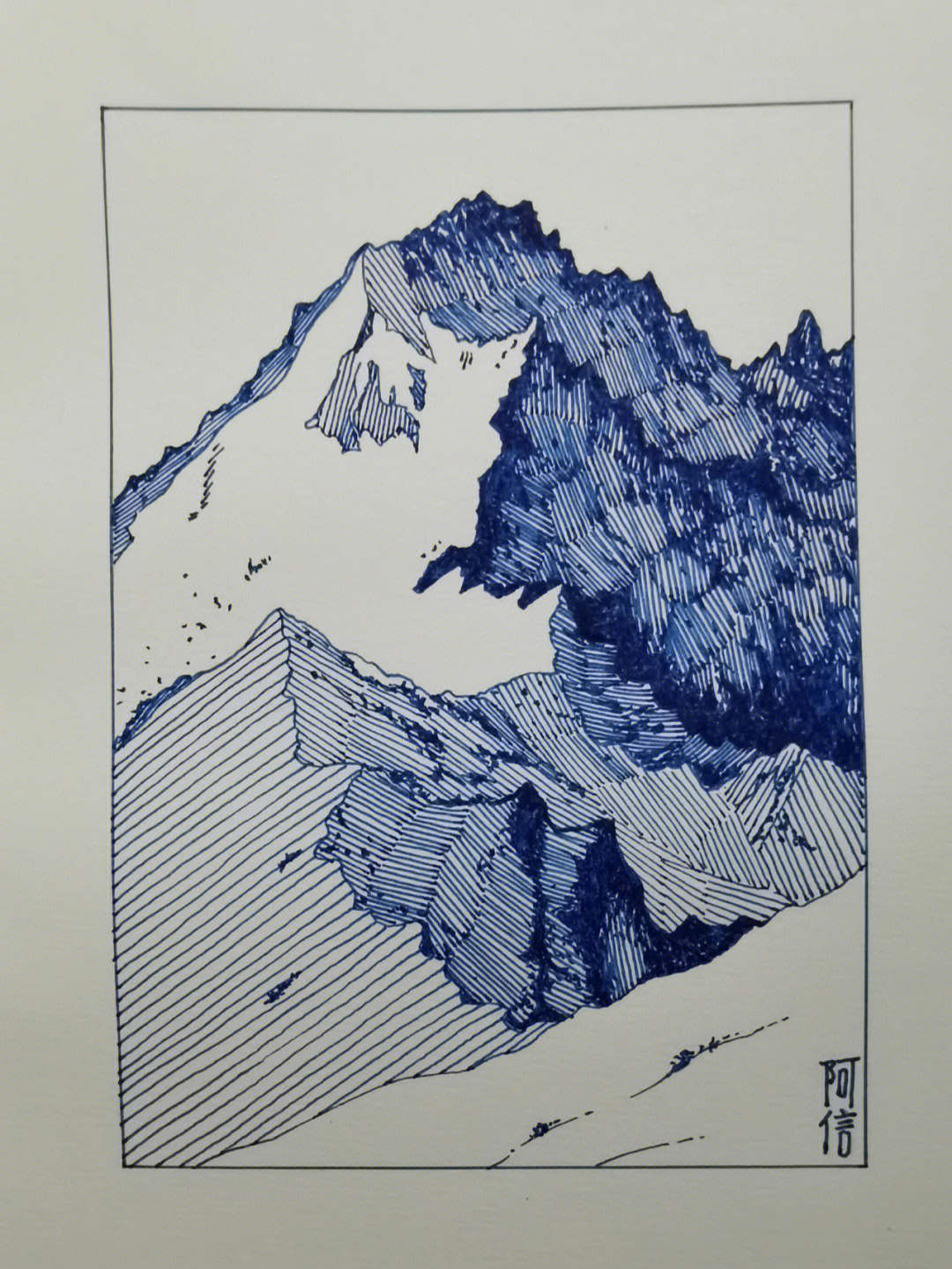 雪山素描图片大全图片