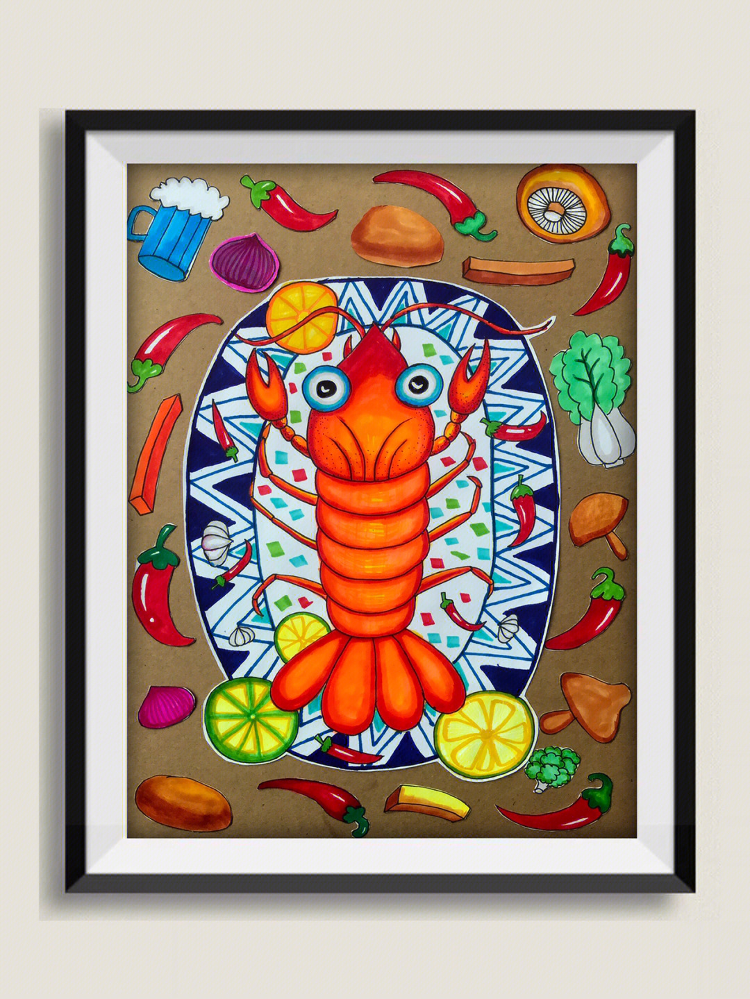 小龙虾创意儿童画