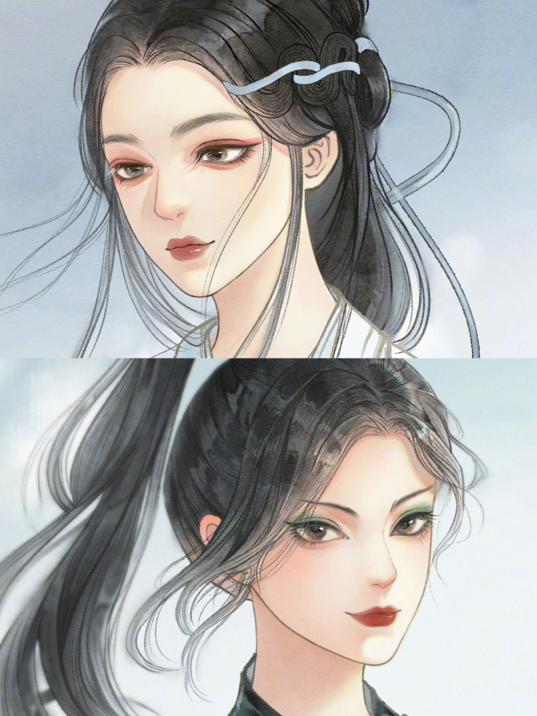 白娘子素描彩铅画图片