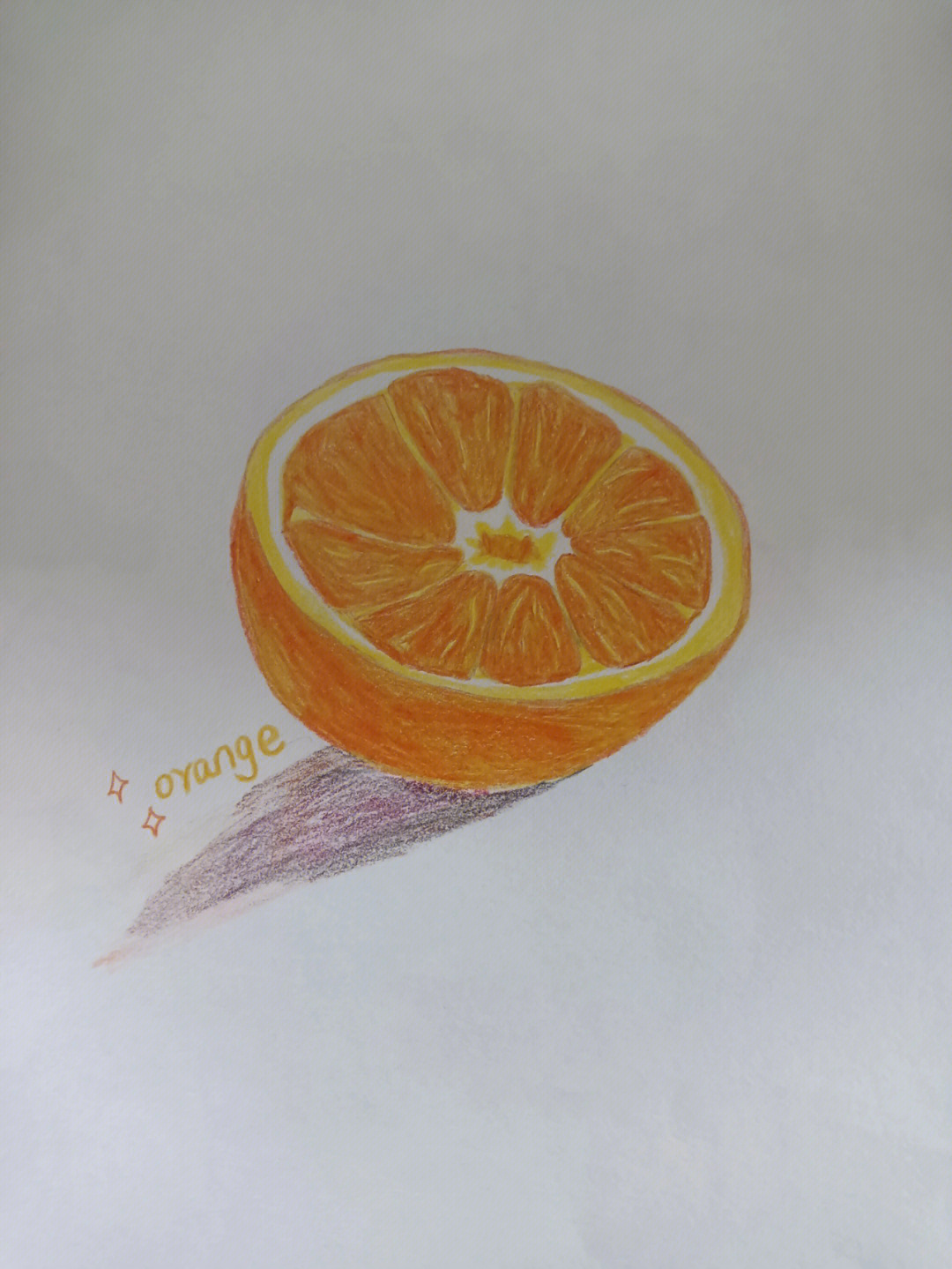 橙子彩铅画orange