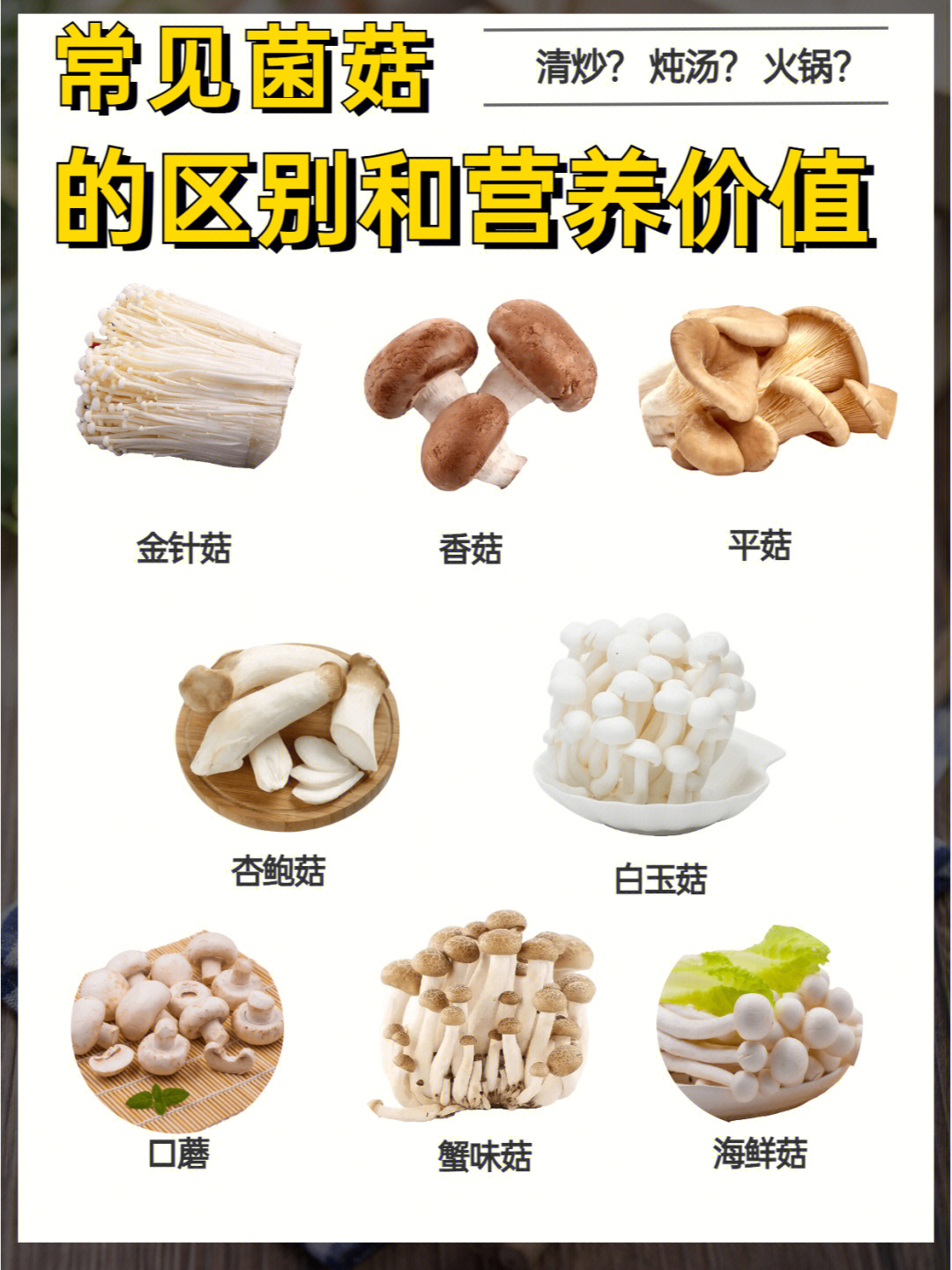 8种常见菌菇的区别营养和做法厨房小白