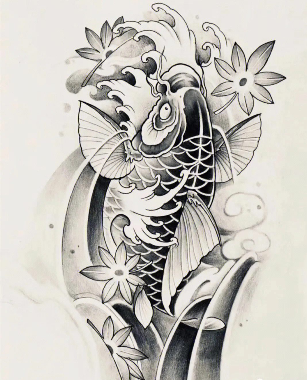 理鱼纹身手稿分享