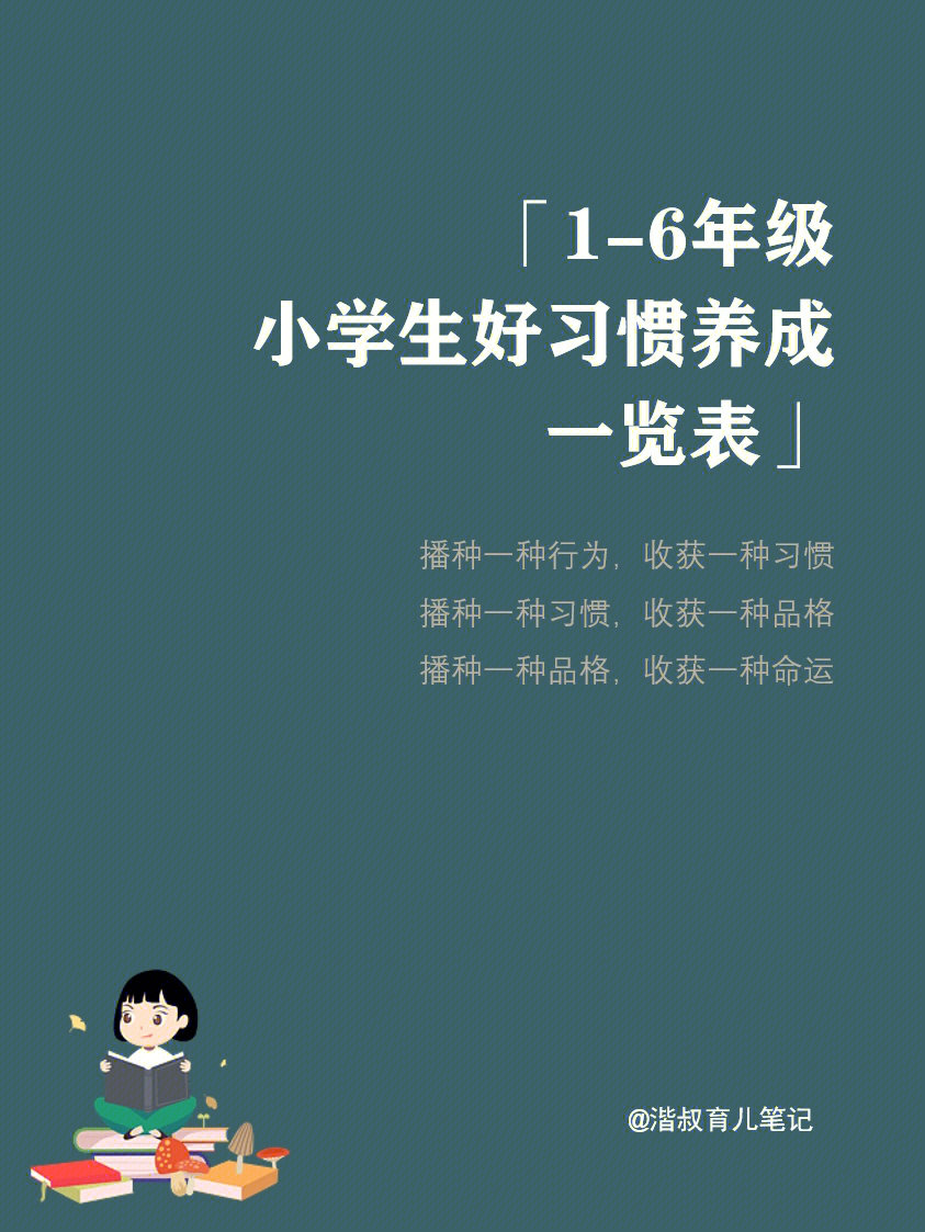 小学生16年级好习惯养成一览表