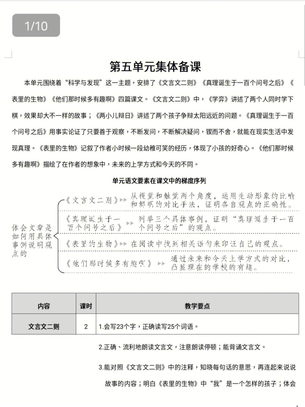 六年级下14文言文二则学弈教案