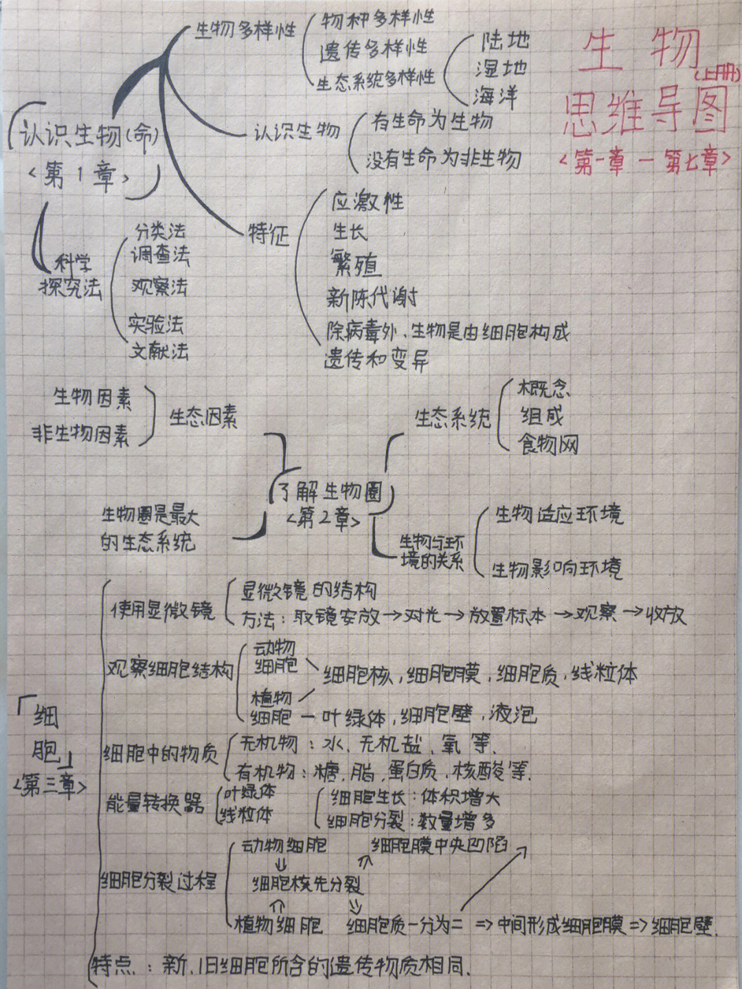 七年级上册全册生物思维导图