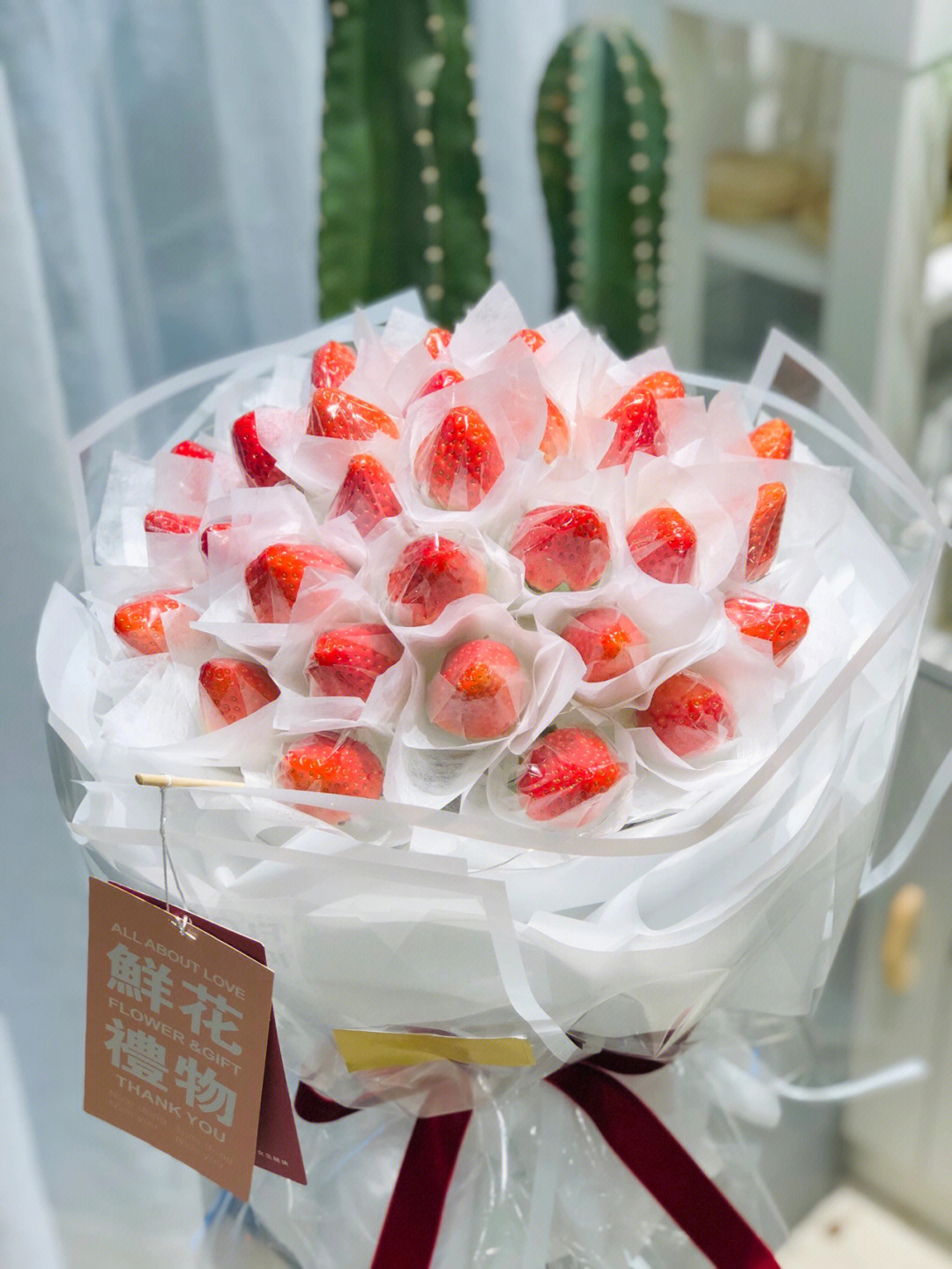 草莓花束包装教程图片