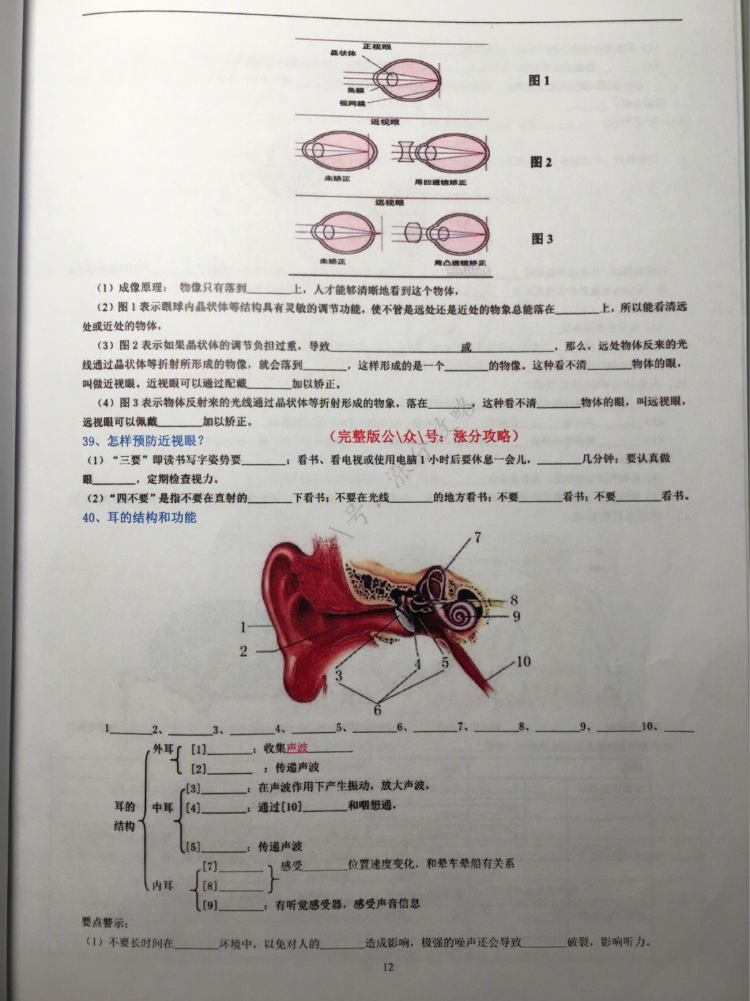 七年级下册生物必背知识点清单知识点填空