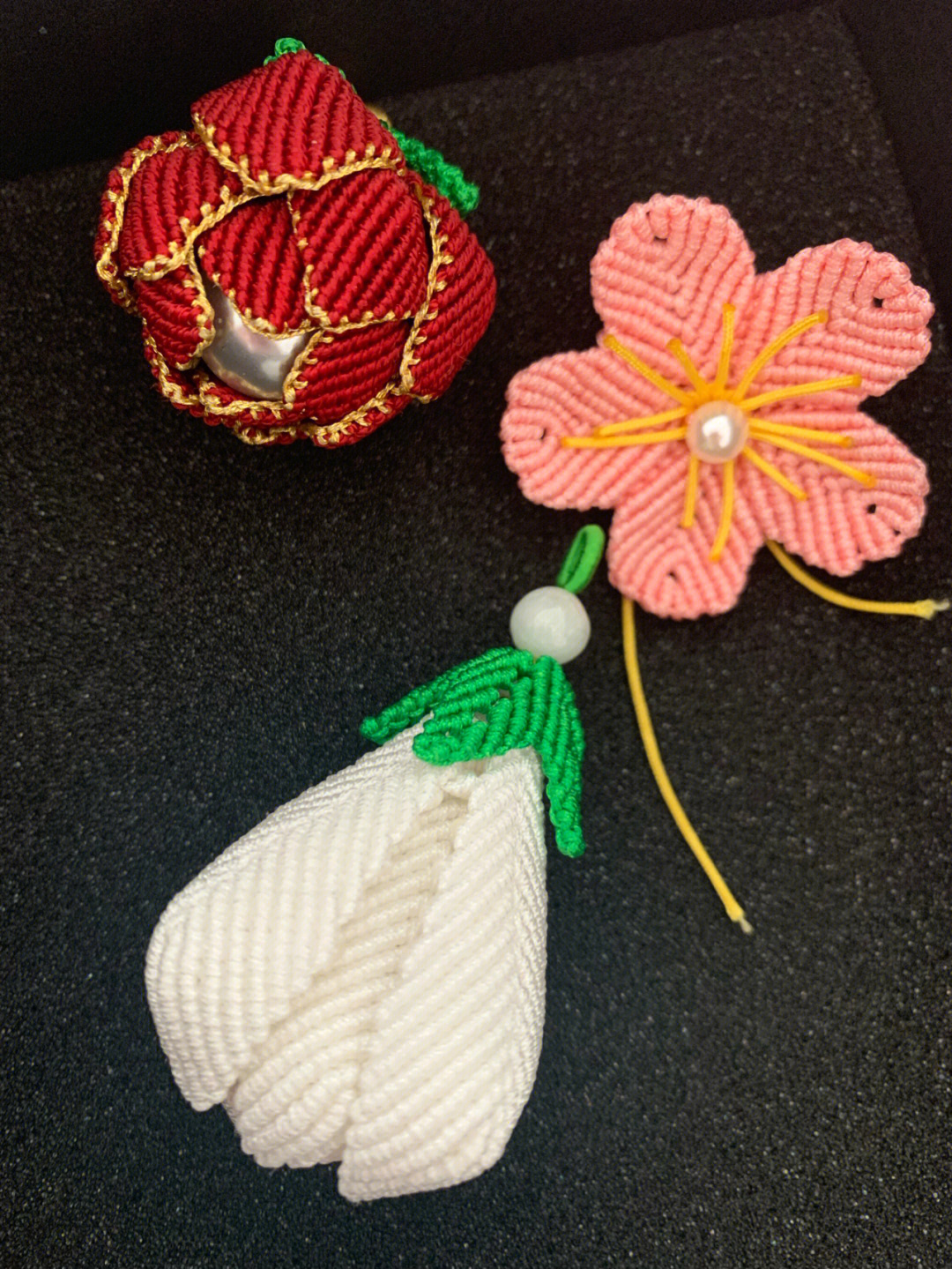 玉线编织花朵教程图片