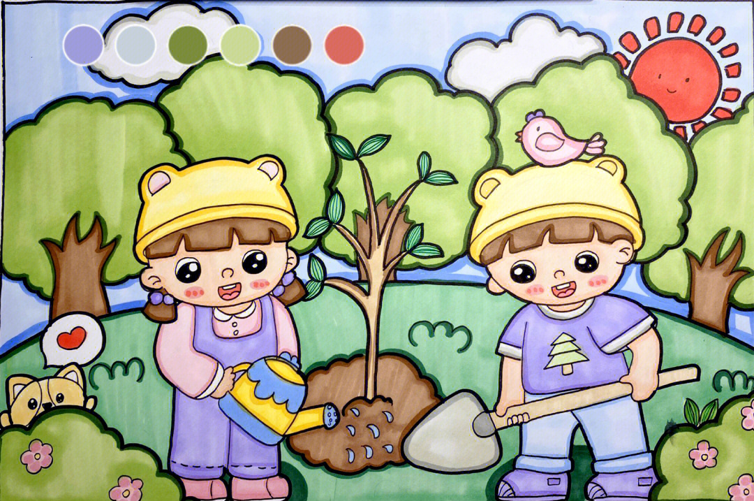 幼儿园植树节绘画简单图片