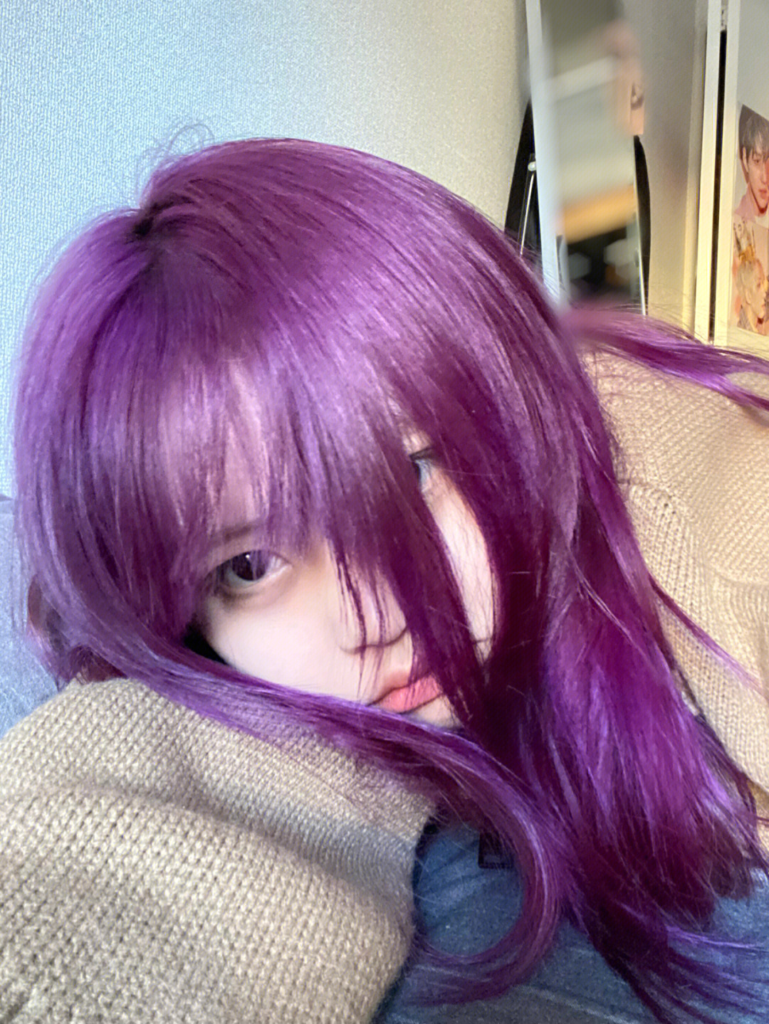 是manic panic的迷雾紫( 奶奶灰我染前发色大概是8度左右,这个长度用
