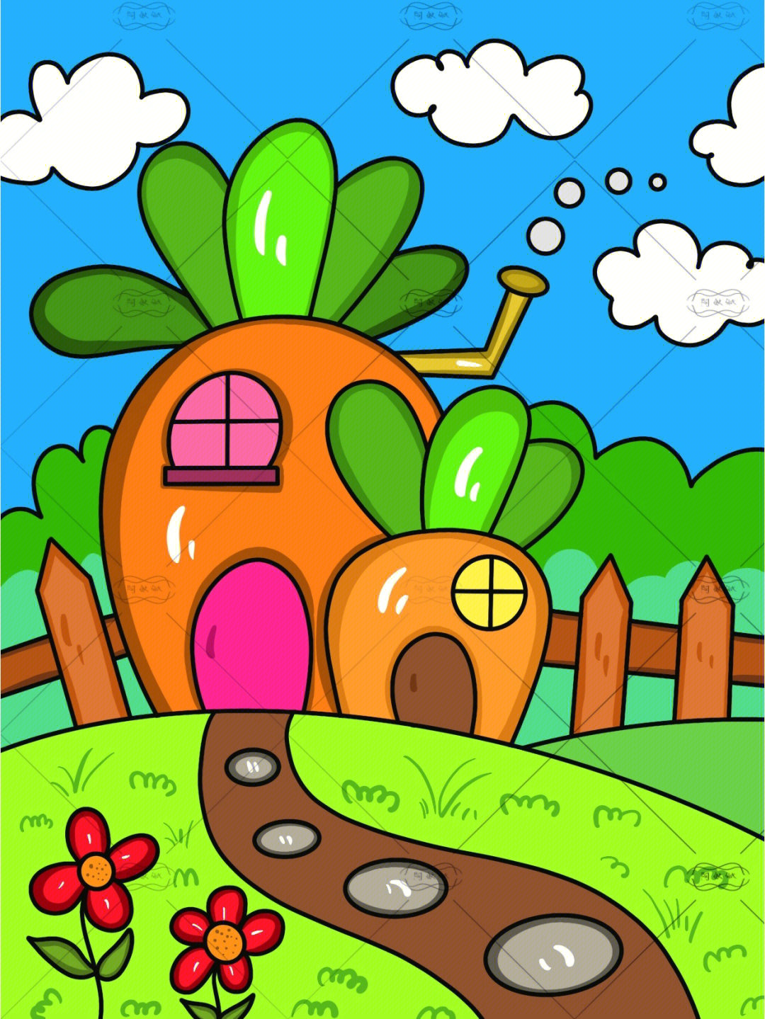 胡萝卜房子儿童画图片