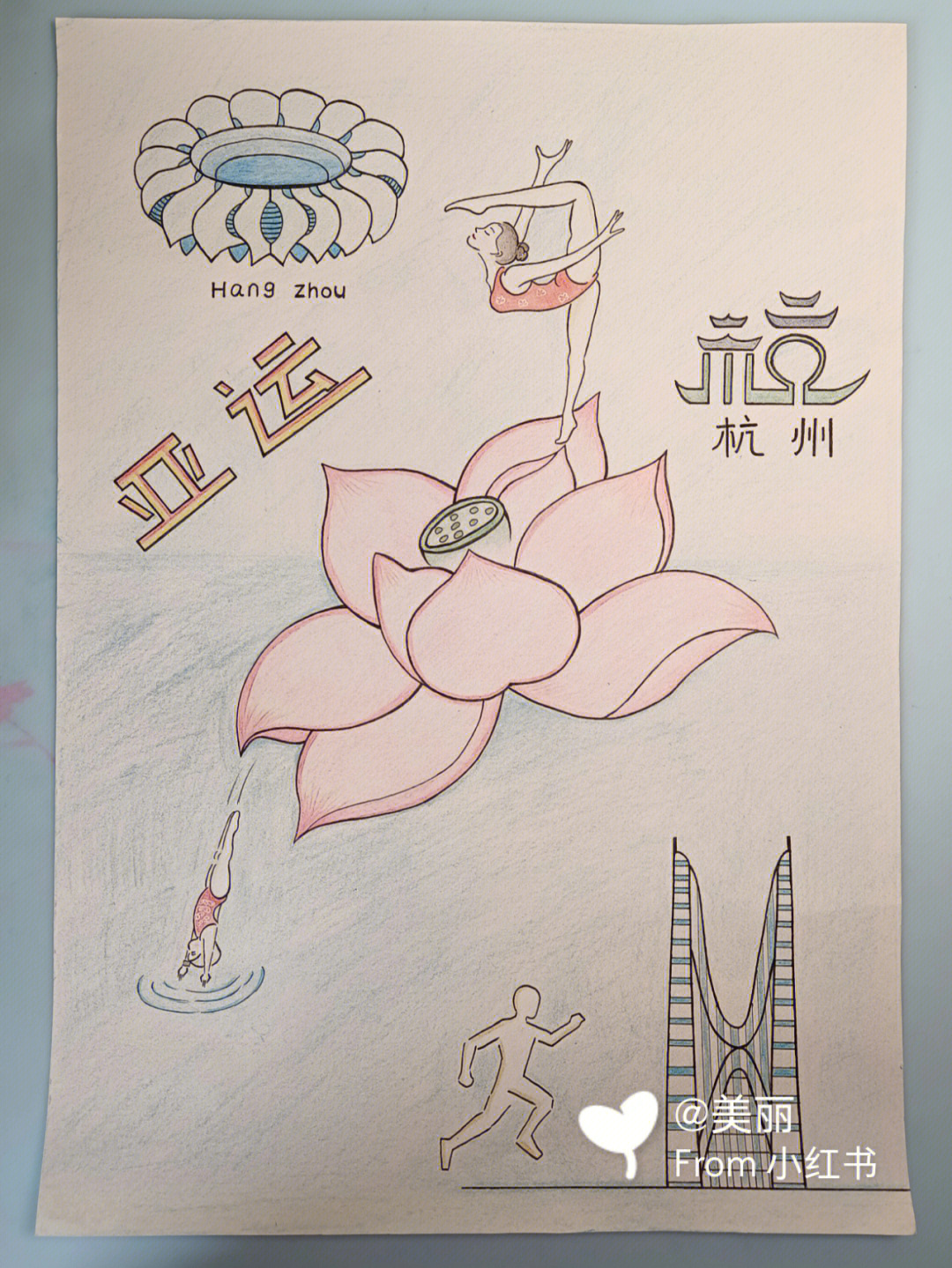 杭州亚运会海报手绘图片