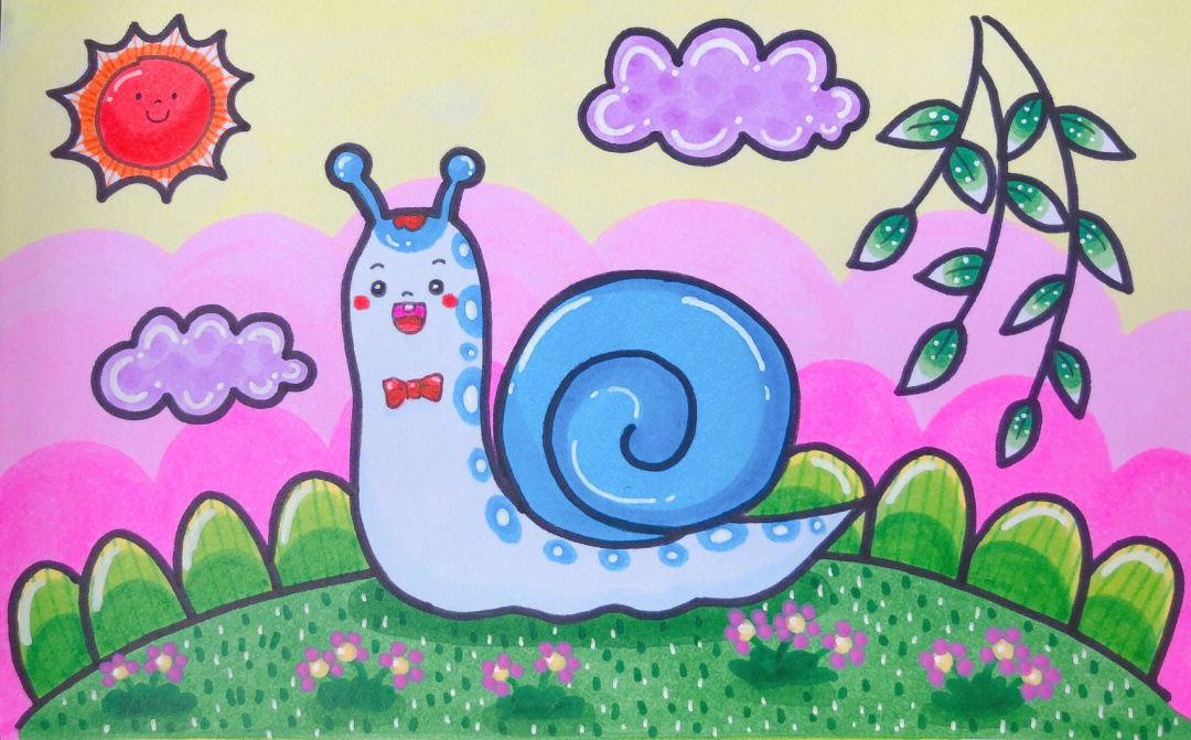 那只独一无二的小蜗牛简笔画小蜗牛可以练起来哟～