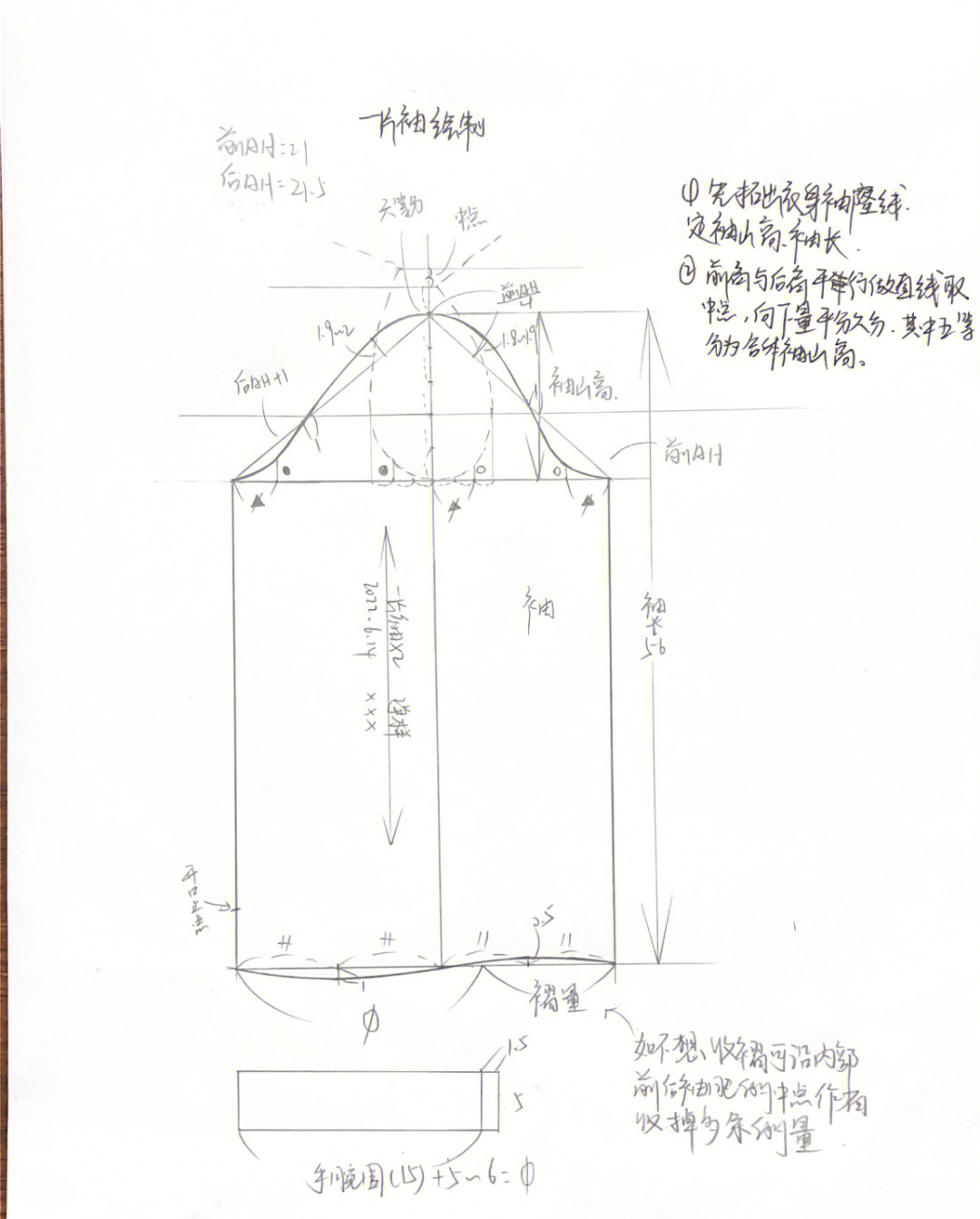 袖子的计算方法裁剪图图片