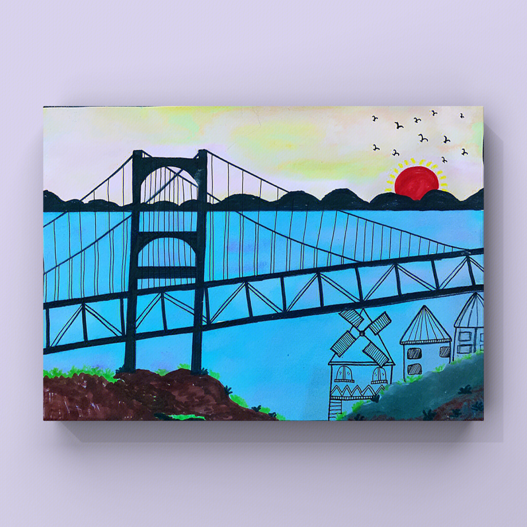 海口世纪大桥儿童画图片