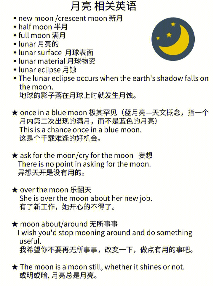 月亮相关英语