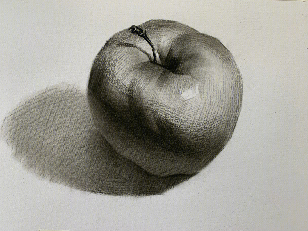 素描静物单体苹果图文步骤炭笔