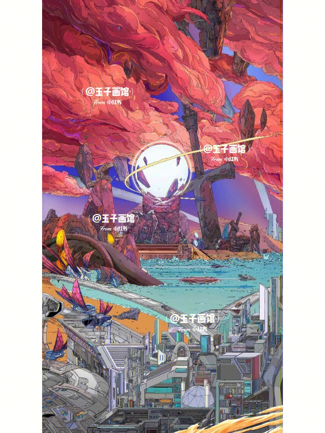 科幻画素材分享未来城市太空基地