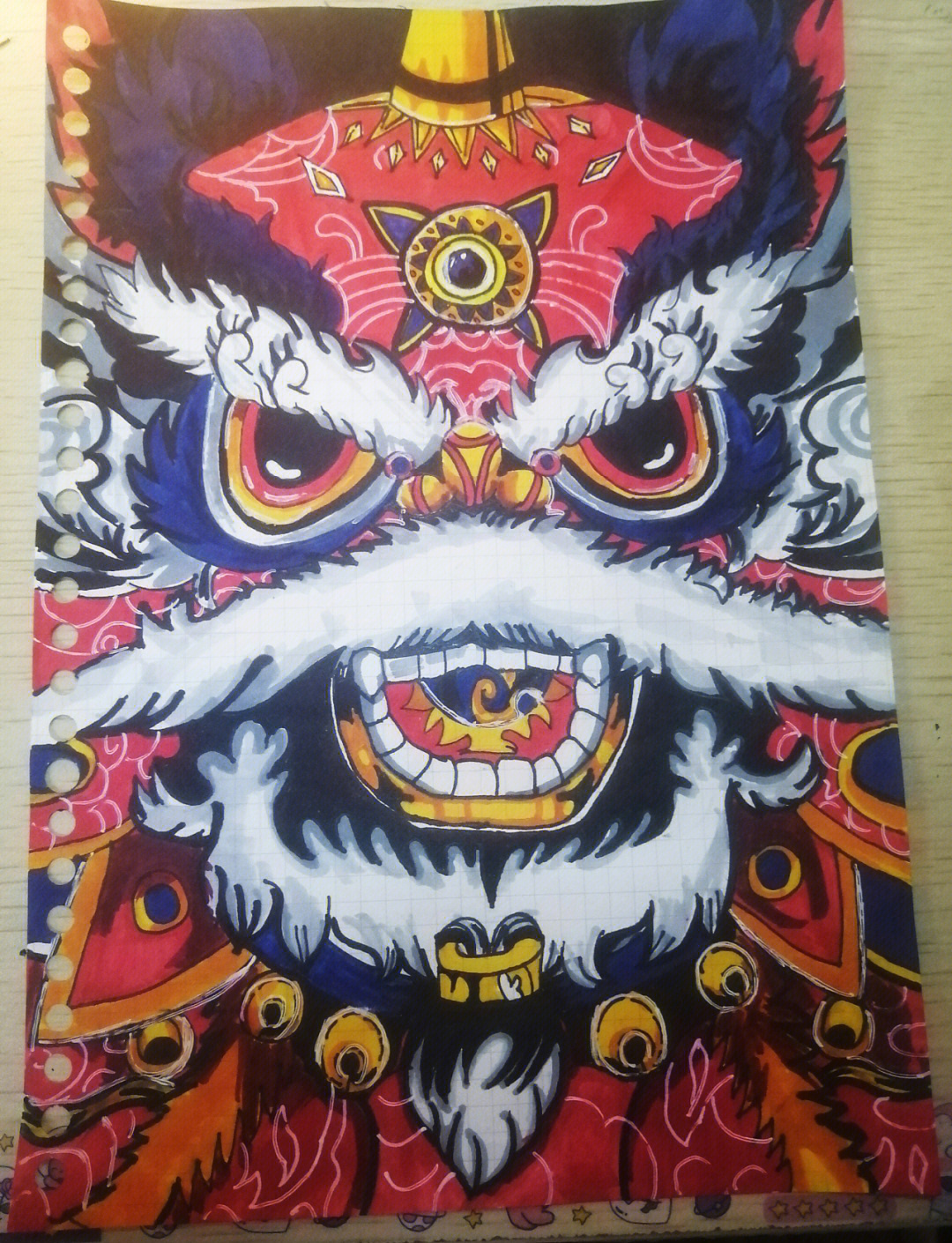 广府文化舞狮绘画图片