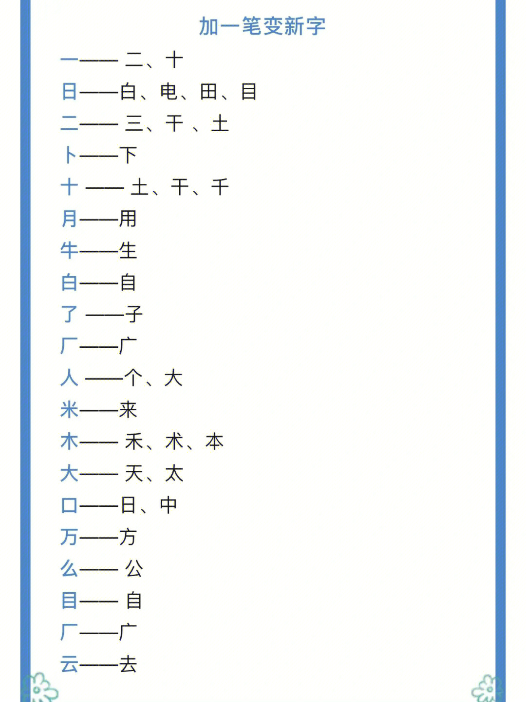 生字加一笔图片