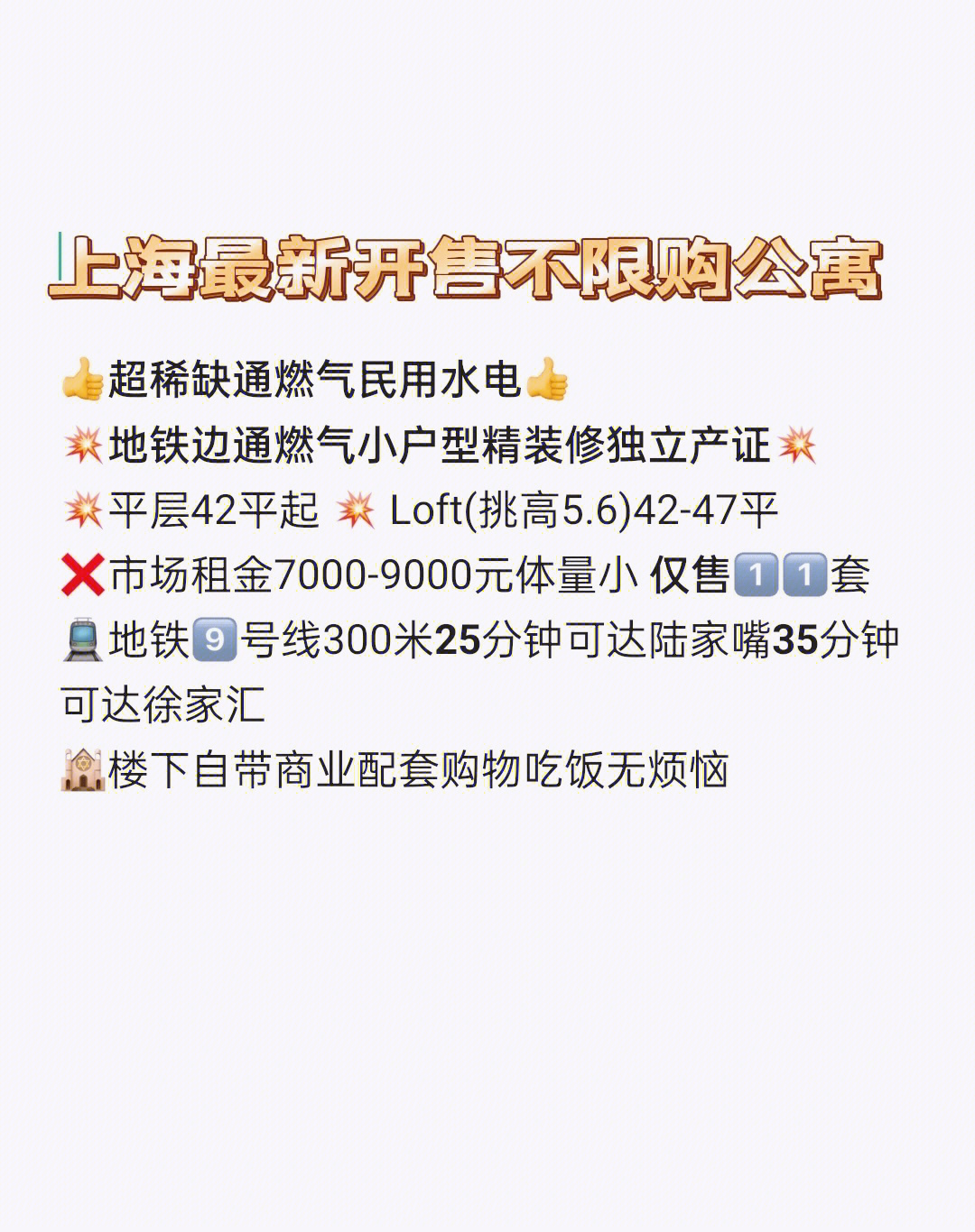 上海9号线地铁口56米loft公寓不限购