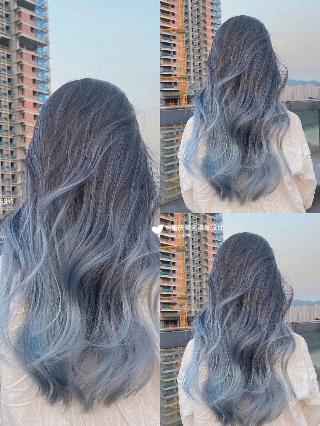 发色,还不想掉色太快,沟通后根据客人喜欢的感觉最后选择了蓝灰色巴黎