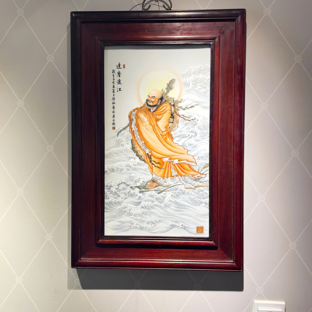 达摩渡江瓷板画