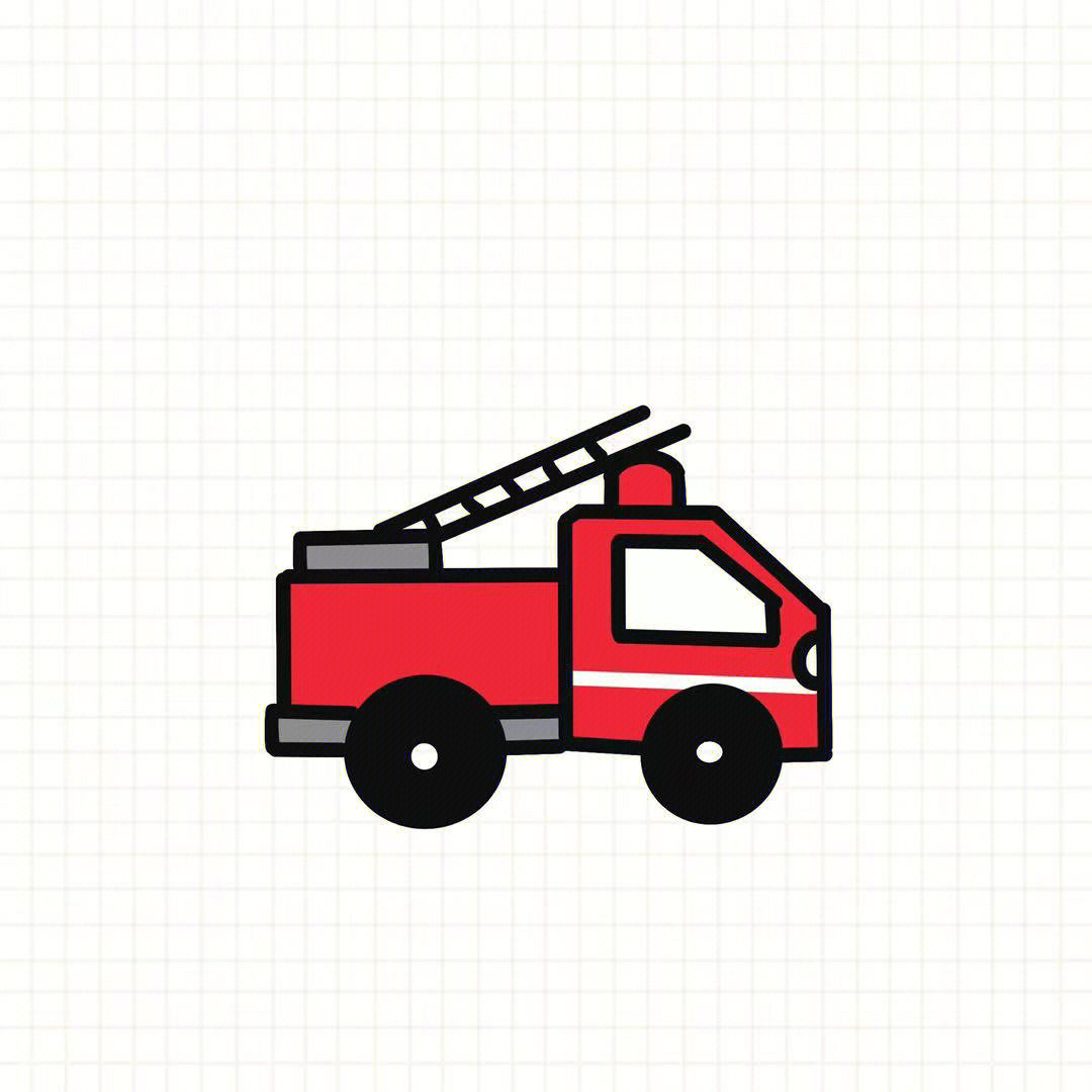消防车的简笔画 可爱图片