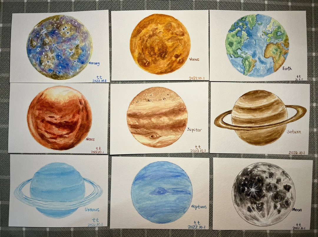 八大行星示意图手绘图片
