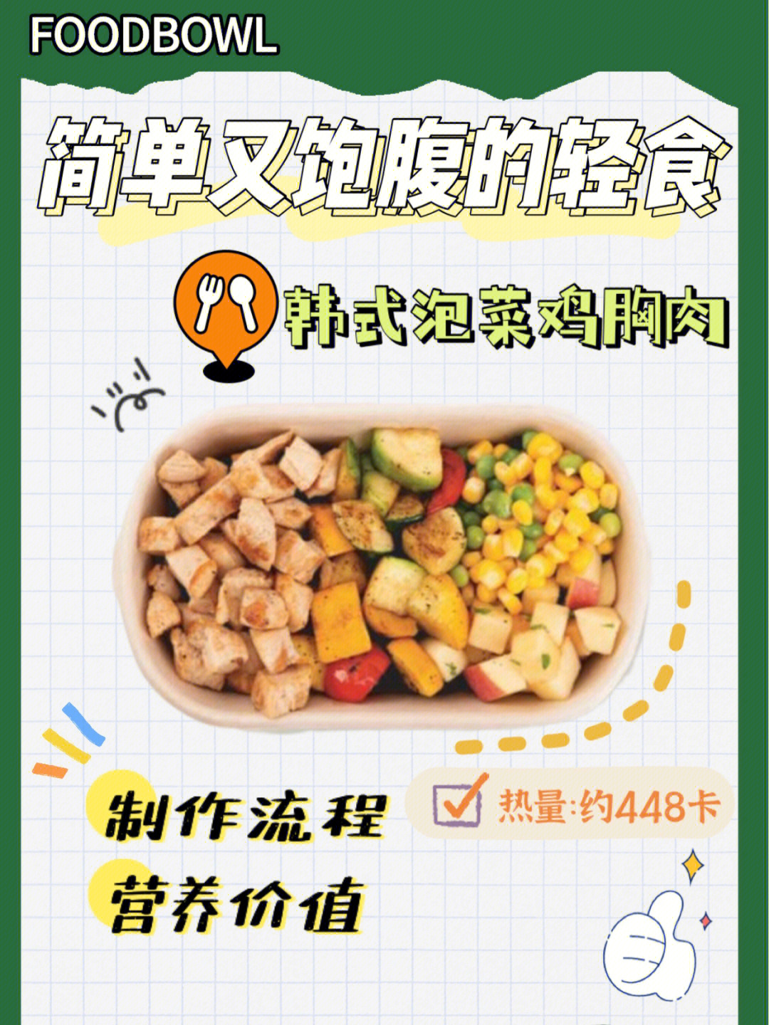foodbowl超级碗韩式泡菜鸡胸肉健身轻食