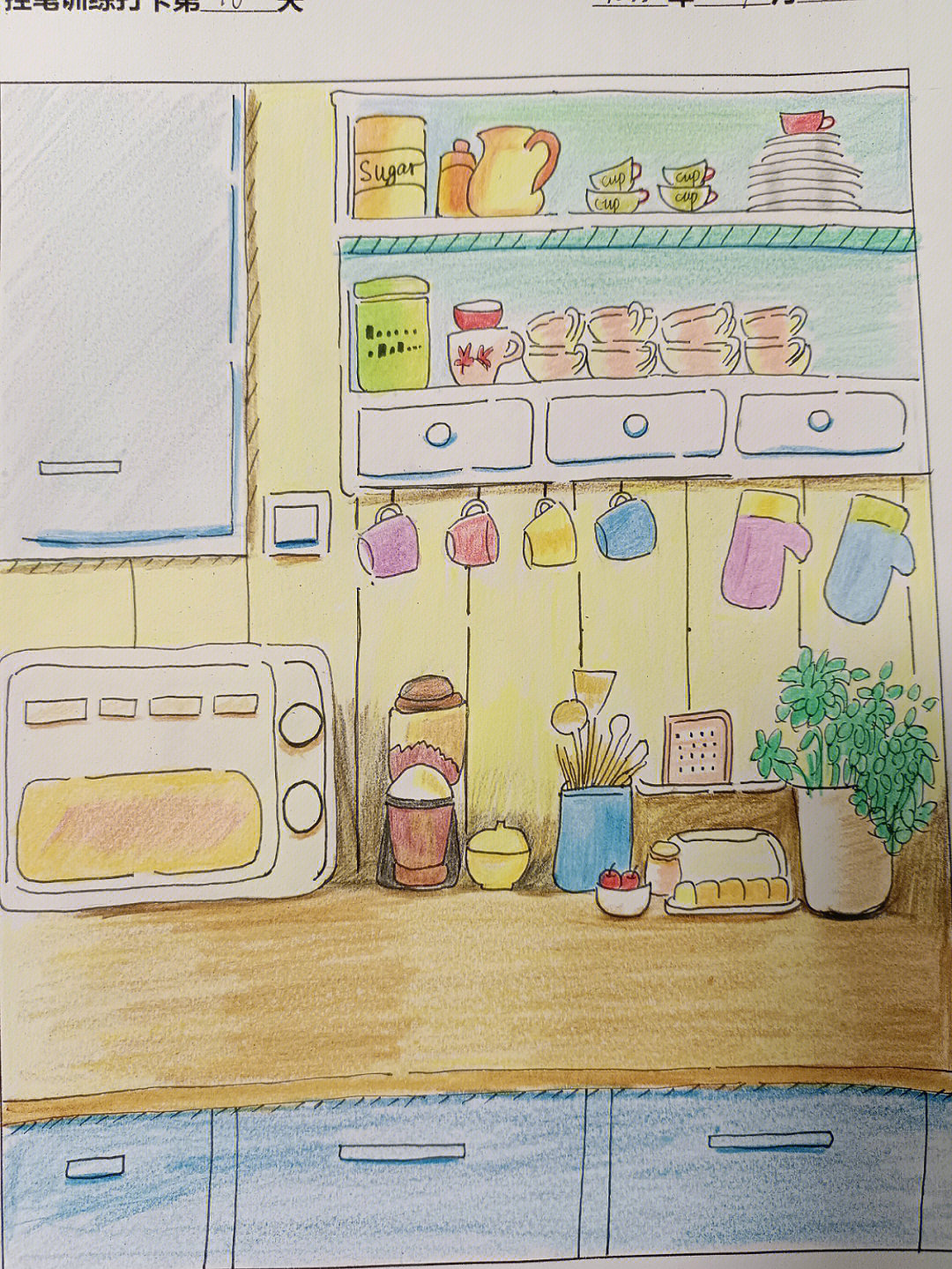 色彩场景厨房一角构图图片