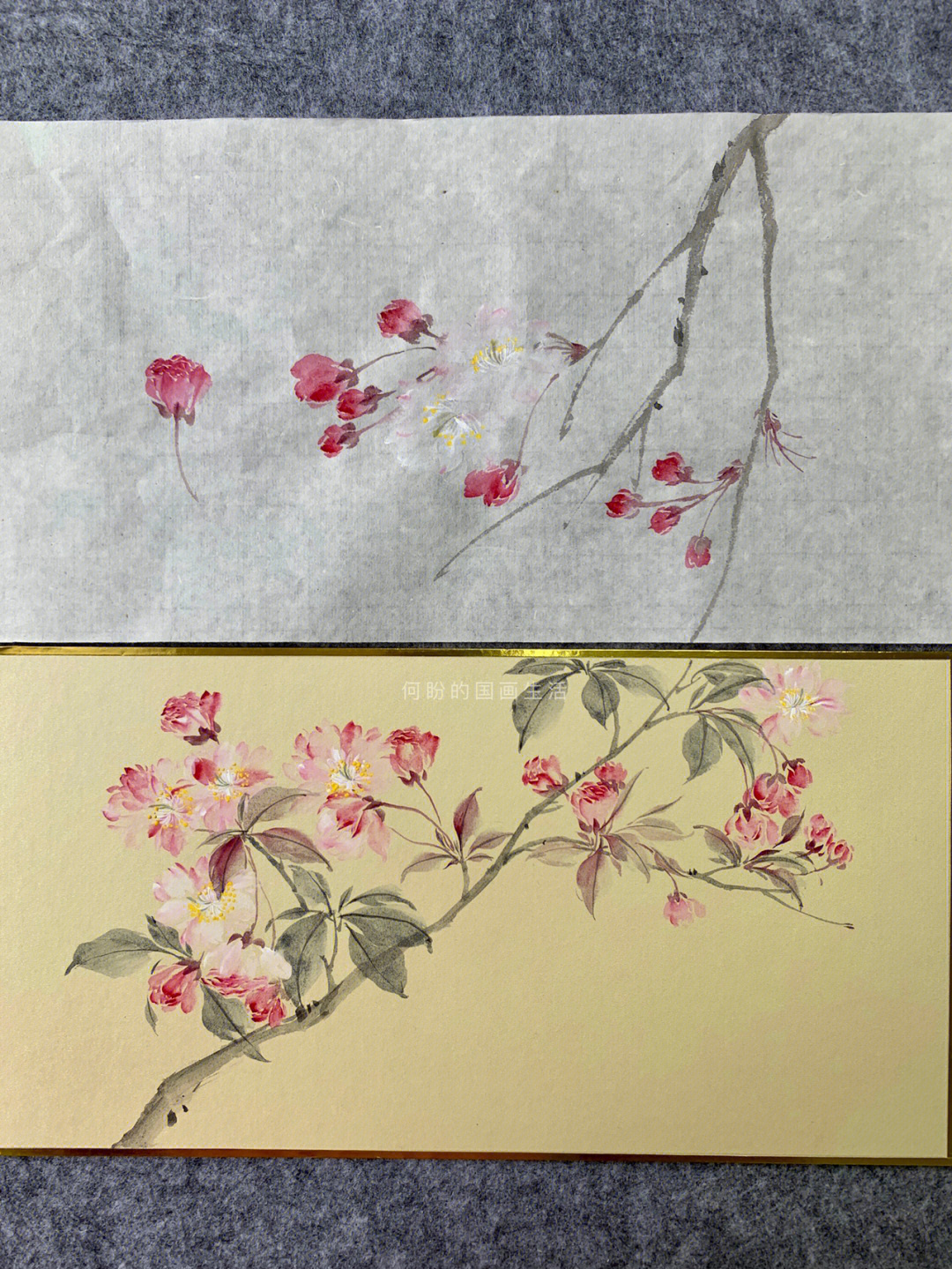 樱花的国画画法图片