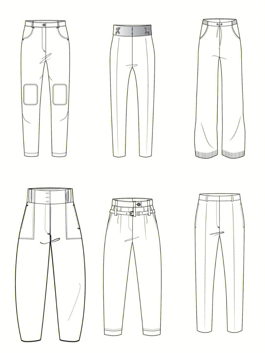 服装设计素材54款裤子款式图一
