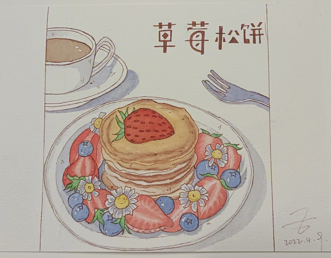 草莓松饼简笔画图片