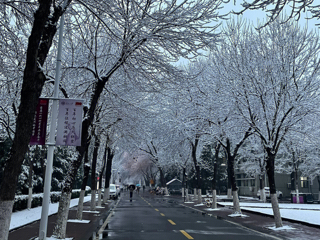 天津世纪钟雪景图片