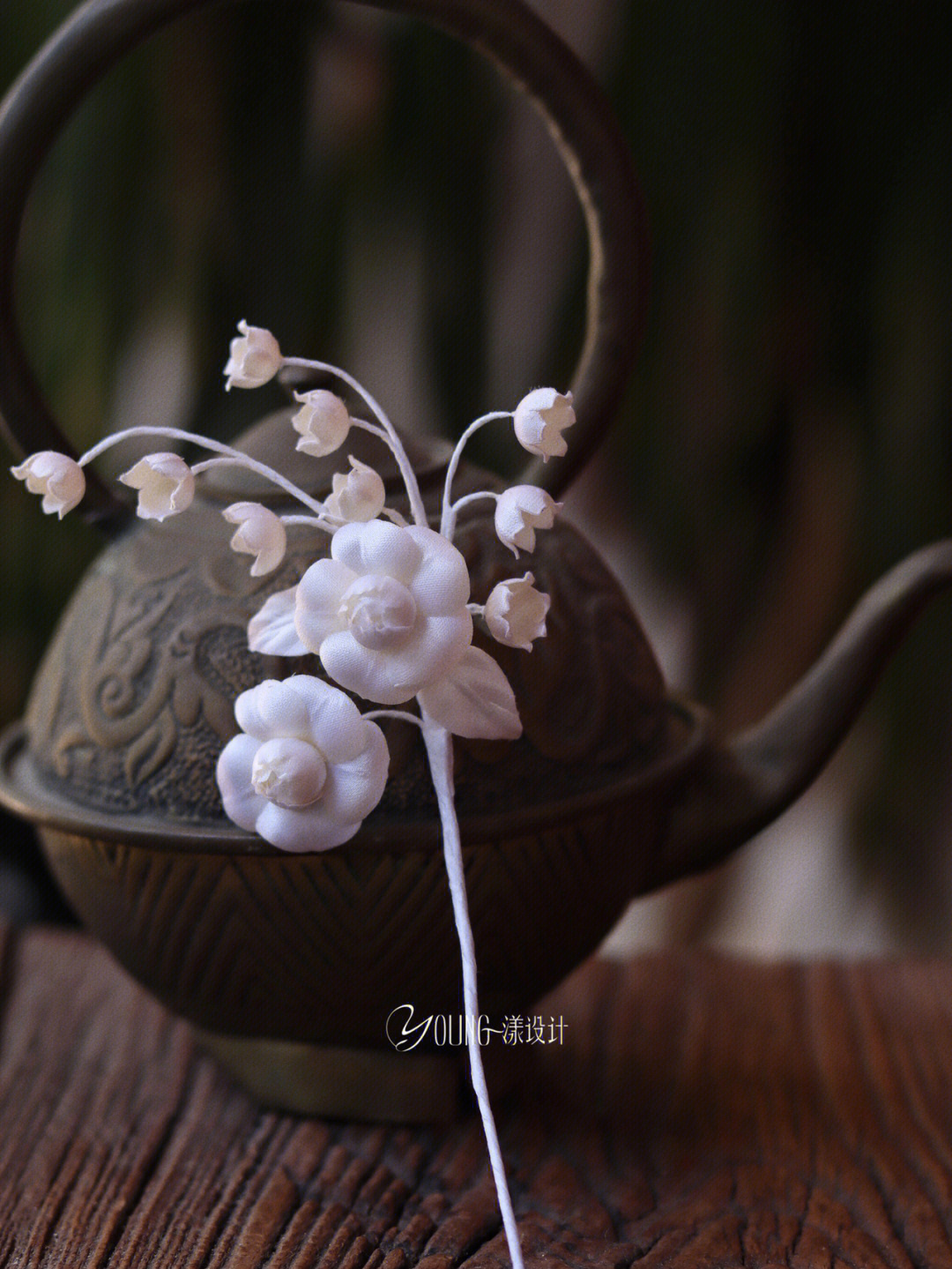 新中式造花系列山茶花铃兰发簪