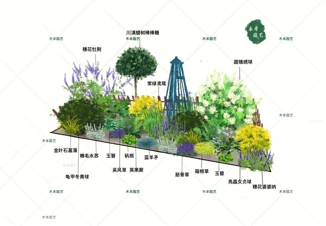 长方形花坛造景设计图图片
