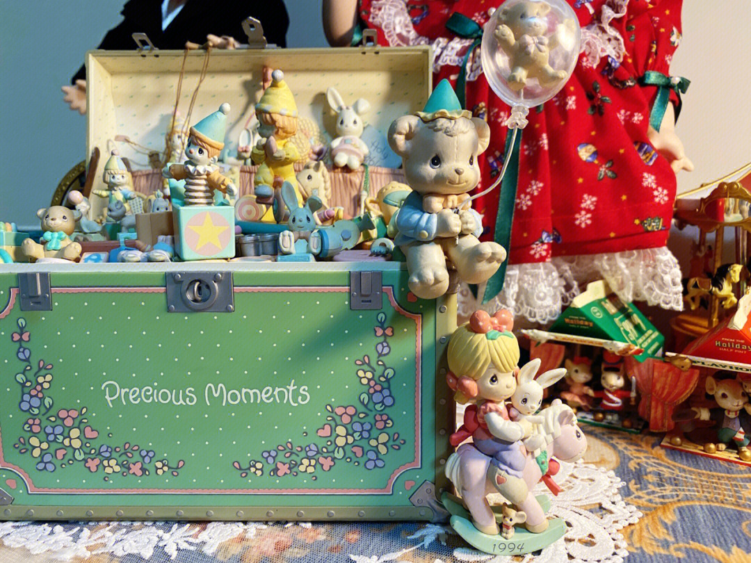enesco古董音乐盒水滴娃娃玩具宝箱1991