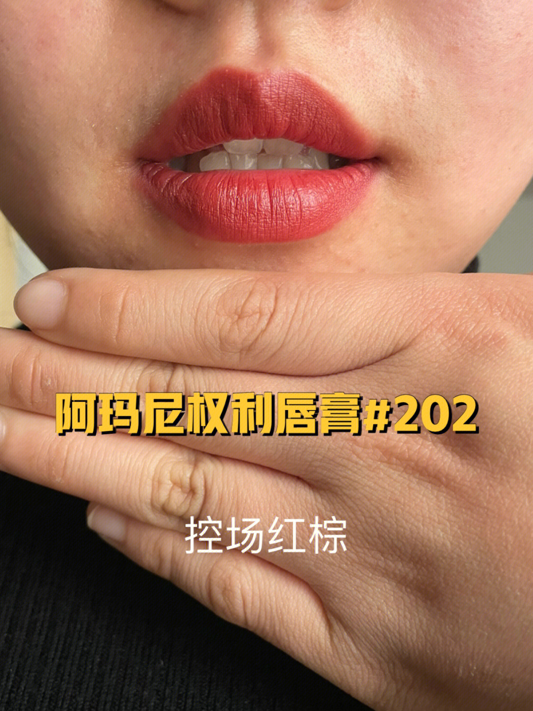 黄皮深唇阿玛尼权利唇膏202控场红棕