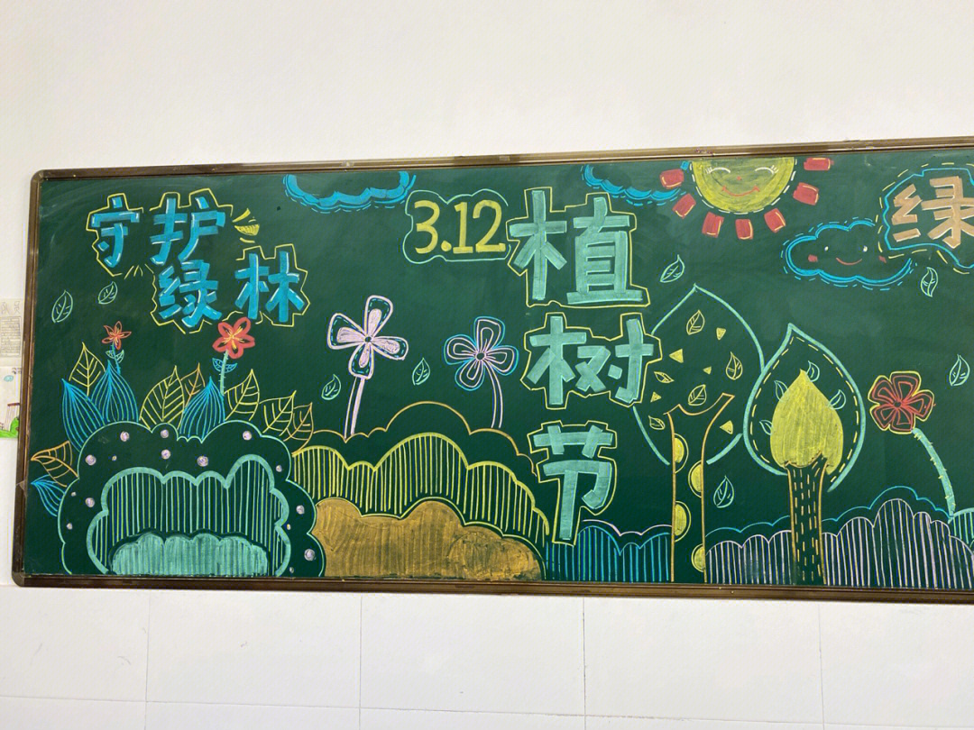 植树节为主题的黑板报图片