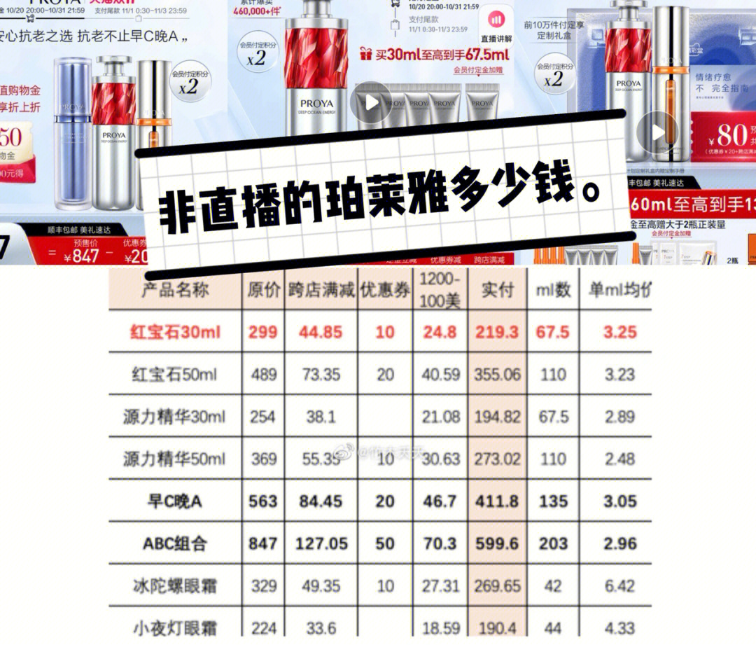 珀莱雅价目表图片