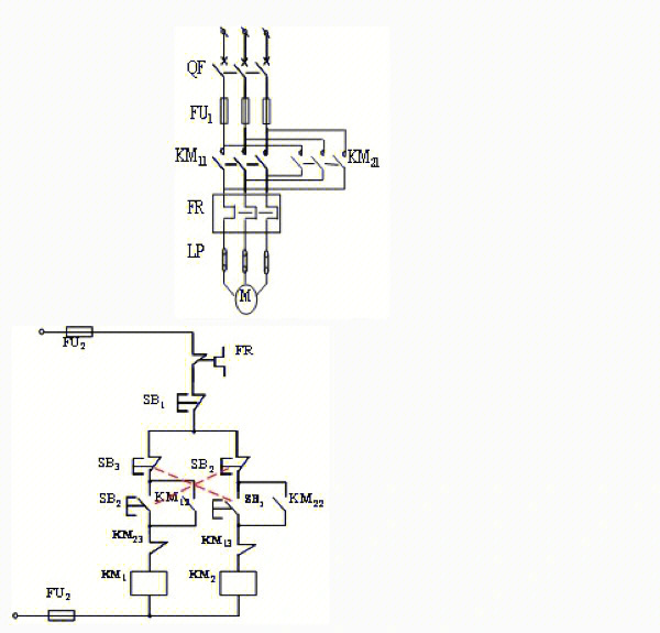 双重联锁正反转电路同时具有电气互锁和机械互锁的正反转控制电路采用