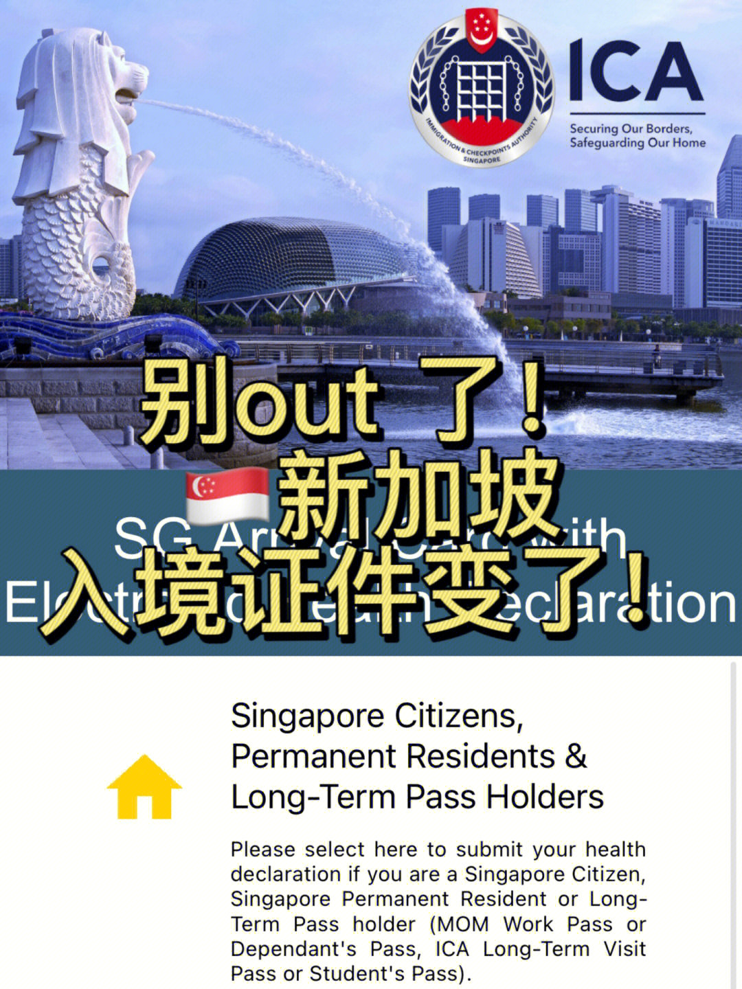 新加坡入境卡2020样本图片