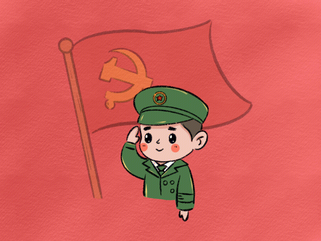 八一建军节红旗简笔画图片