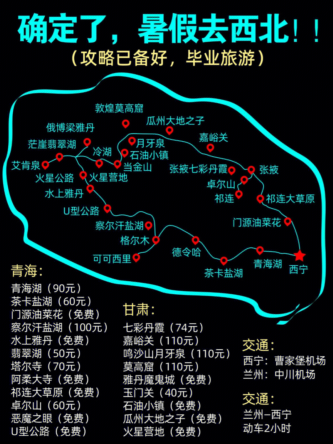 甘青大环线旅游线路图图片