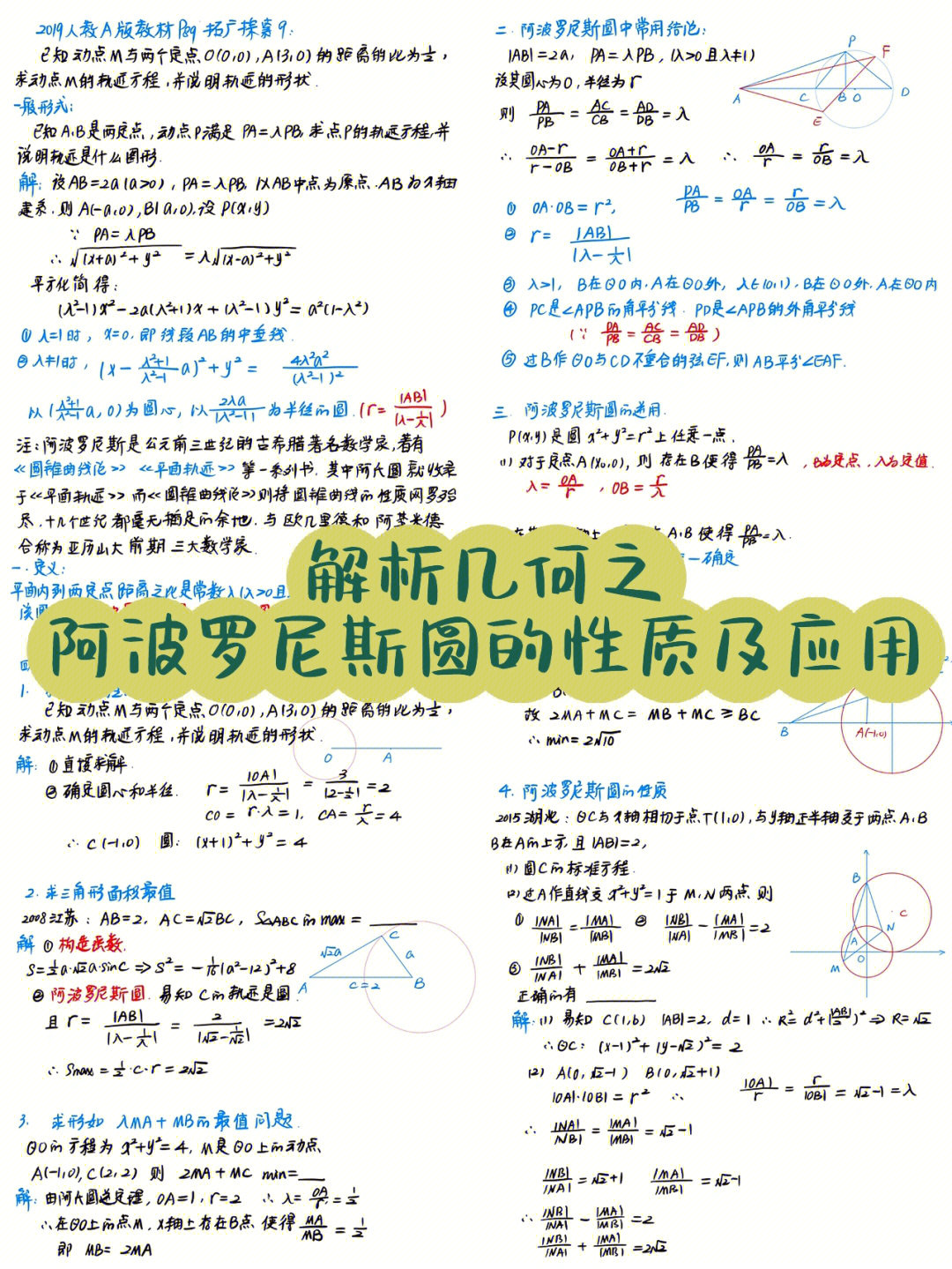 高中数学75阿波罗尼斯圆的性质和应用7575