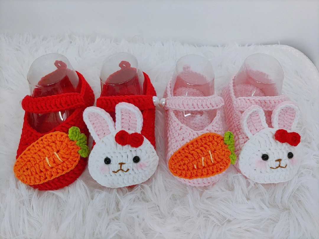 明年兔宝宝们约起来#兔子#钩针婴儿鞋#手工编织宝宝鞋#宝宝鞋