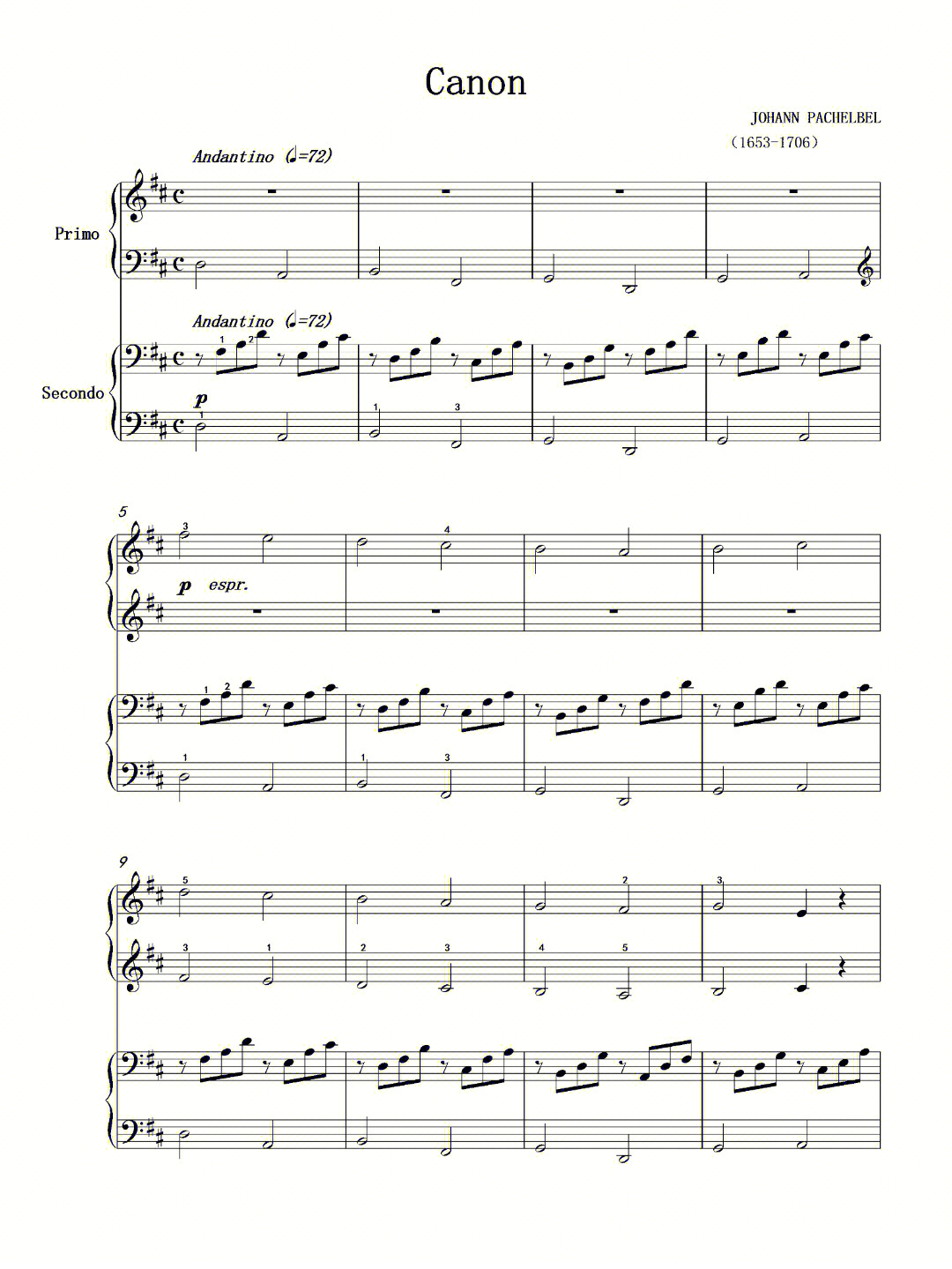 双小提琴卡农谱子图片