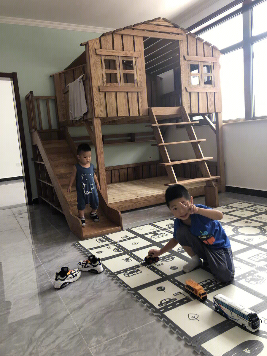 ins树屋造型儿童乐园秘密基地床滑梯创意
