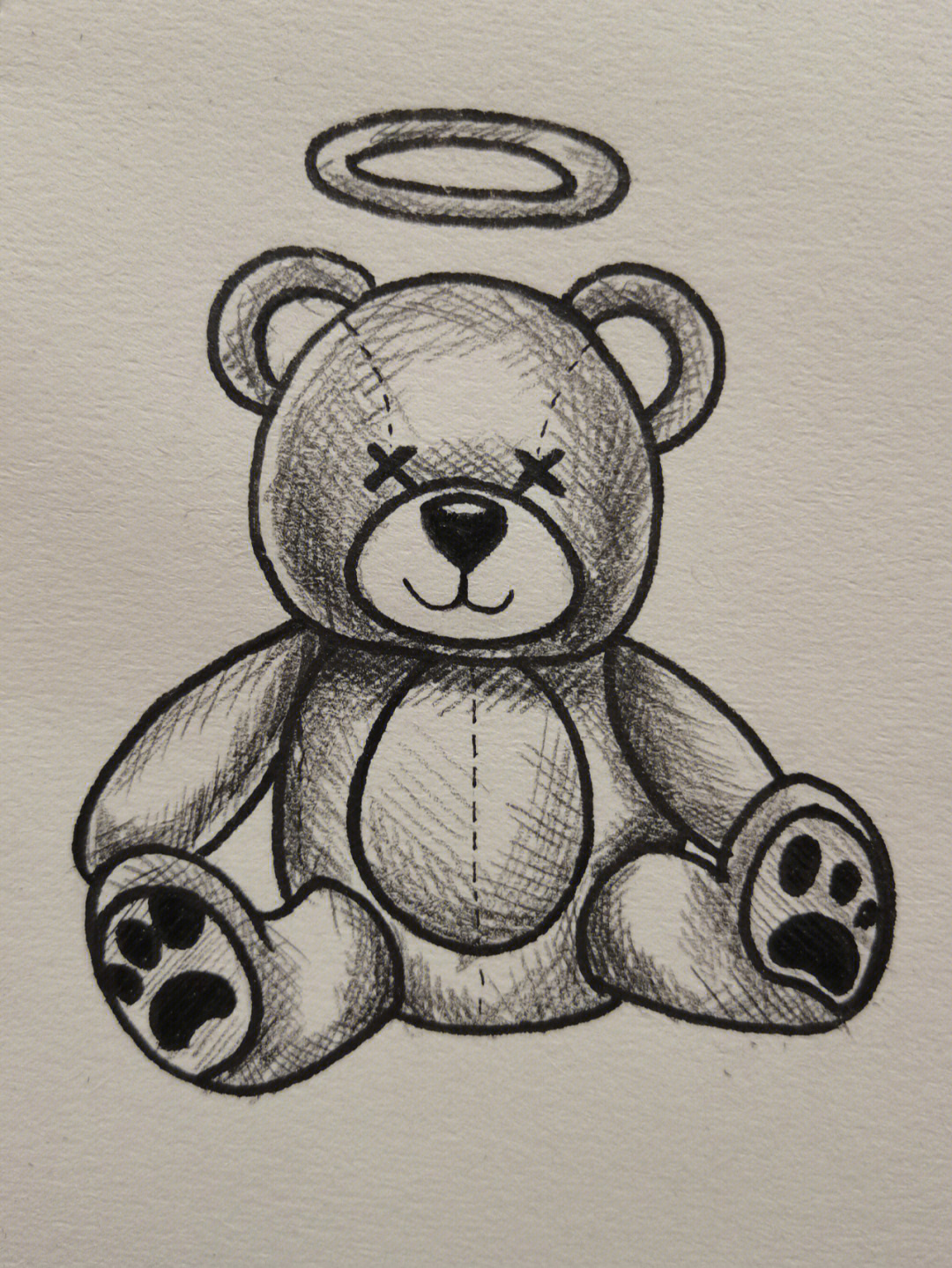 小熊玩偶素描画法图片